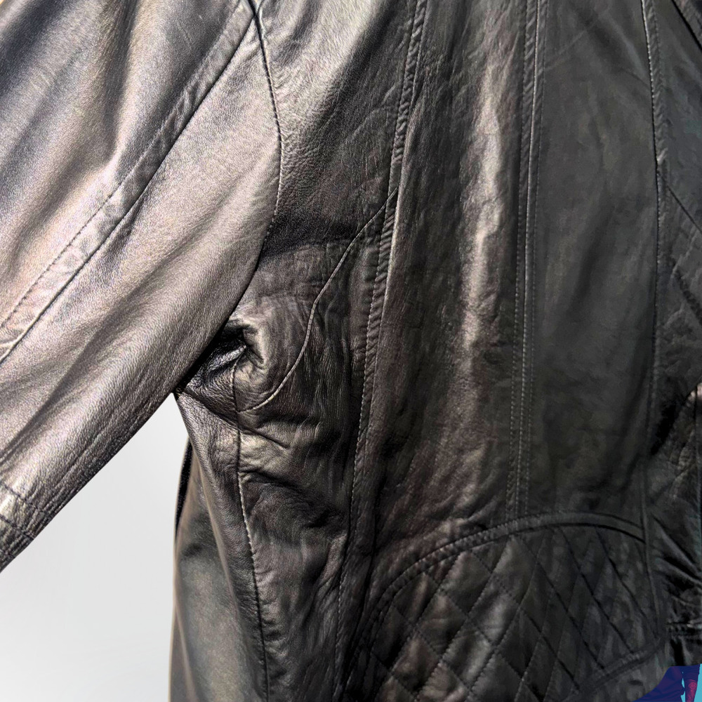 DIESEL Men's Leather Motorcycle Jacket in Black - L - Picture 9 of 15